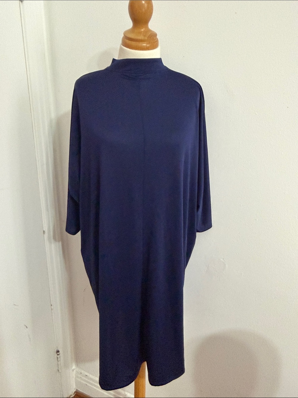 Zara Navy Blue High Neck Tunic Dress with Back Zipper